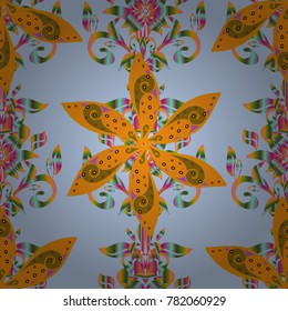 Vector seamless pattern with yellow and orange tulip flowers. Best for wrapping paper. Spring tender design for natural cosmetics, perfume, florist shop. Can be used as greeting or wedding background.