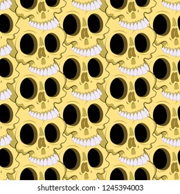 Vector seamless pattern with yellow skulls. Vector Illustration. 