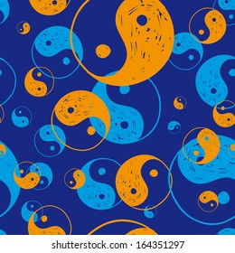 Vector seamless pattern with  yin yang. modern stylish texture. repeating abstract background