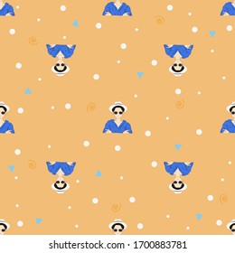 Vector seamless pattern with young people. Design element. Fashionista lover