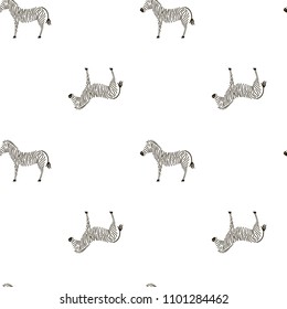 Vector seamless pattern with zebra. For baby shop, store, market, kids centre, kindergarten. Cute background for print on clothes for boys and girls, design banner, wallpaper, wrapping paper.