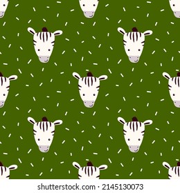 Vector seamless pattern with zebra faces