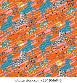 vector seamless pattern with zebras
