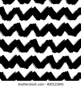 Vector seamless pattern with zigzag. Hand drawn brush texture