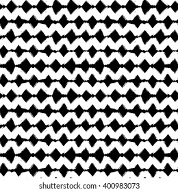 Vector seamless pattern with zigzag. Hand drawn brush texture