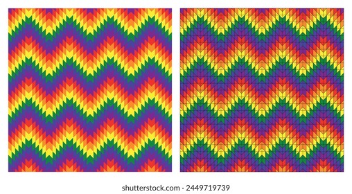Vector seamless pattern with zigzag lines of bright colors. geometric abstract background, . Colorful design in LGBT rainbow colors.