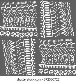 vector seamless pattern zigzag, lines, dots, stripes, waves