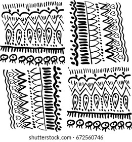vector seamless pattern zigzag, lines, dots, stripes, waves