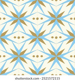 Vector seamless pattern of zigzags and corners in blue isolated on white background.Vector seamless geometric pattern of abstract shapes from stripes and lines.Monochrome simple texture.