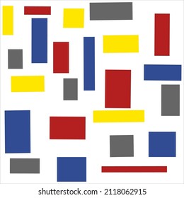 Vector Seamless Pattern,abstract red,blue,grey,yellow squares, rectangles