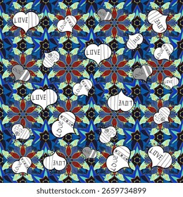 Patrón sin fisuras de Vector Increíble patrón floral sin fisuras con brillantes flores y hojas de colores agradables. La Plantilla elegante para los estampados de moda. Fondo floral moderno. Estilo Folk. 