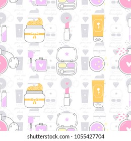Ð¡osmetics vector seamless pattern.Background beauty