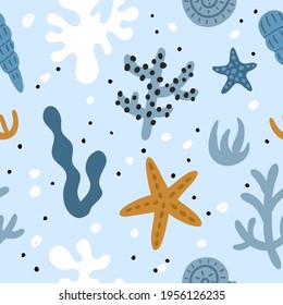vector seamless pattern,cute marine concept, print for kids