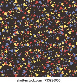 Vector seamless pattern.Cute pattern in small flower and blue hearts. Brown background. White background. Ditsy floral background. The elegant the template for fashion prints.