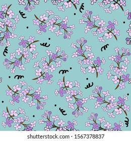 Vector seamless pattern-delicate lilac. Floral background for textile or wrapping paper.