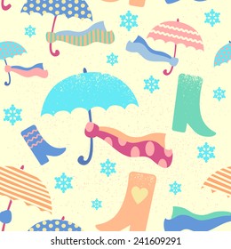 Vector seamless patterned fill on snowfall theme, each item is grouped individually.