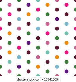 Vector - Seamless patterned white texture with colorful polka dots 