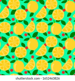 vector seamless pattern,fresh lemon background.