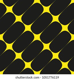 Vector seamless pattern.Modern stylish texture.Repeating geometric tiles with smooth diagonal ovals.Black and yellow
