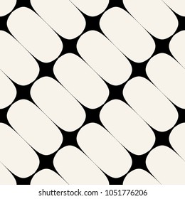 Vector seamless pattern.Modern stylish texture.Repeating geometric tiles with smooth diagonal ovals.White and black