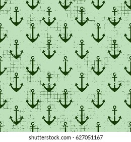 Vector seamless patterns Background with anchor Creative geometric vintage backgrounds, nautical theme Graphic illustration with attrition, cracks and ambrosia
