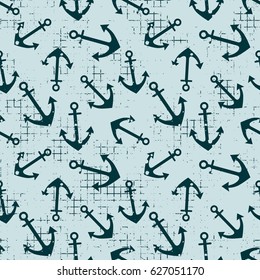 Vector seamless patterns Background with anchor Creative geometric vintage backgrounds, nautical theme Graphic illustration with attrition, cracks and ambrosia