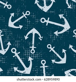 Vector seamless patterns Background with anchor Creative geometric vintage backgrounds, nautical theme Graphic illustration with attrition, cracks and ambrosia