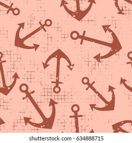 Vector seamless patterns Background with anchor Creative geometric vintage backgrounds, nautical theme Graphic illustration with attrition, cracks and ambrosia