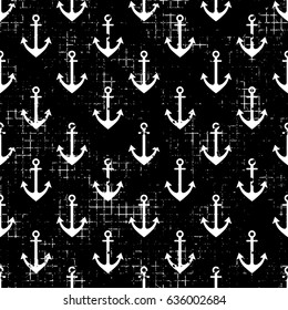 Vector seamless patterns Background with anchor Creative geometric vintage backgrounds, nautical theme Graphic illustration with attrition, cracks and ambrosia
