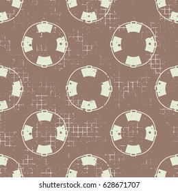 Vector seamless patterns Backround with life preserver Creative geometric vintage backgrounds, nautical theme Graphic illustration with attrition, cracks and ambrosia