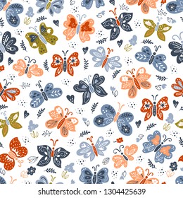 Vector seamless patterns with butterflies