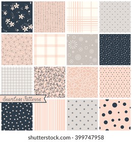 Vector seamless patterns. Can be used for wallpaper and textile design, pattern fills, website backgrounds, surface textures and book design.