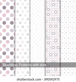 Vector seamless patterns with circles and dots.