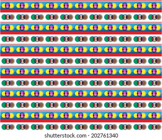 vector seamless patterns, colored geometric lines and sets of circles