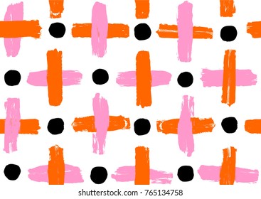 Vector seamless patterns, vector colorfull painted shapes, cross geometric seamless patterns, repeating brushes, crosses and line decorations, vector modern shapes