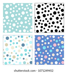 Vector seamless patterns of colourful circles. Simple illustration. Boundless background can be used for web page backgrounds, wallpapers, wrapping papers and invitations.