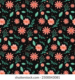  Vector patrones sin fisuras de flores y hojas. Ilustración moderna simple para telas de moda, Fondo de pantalla, papel de regalo, ropa de cama en diferentes colores.