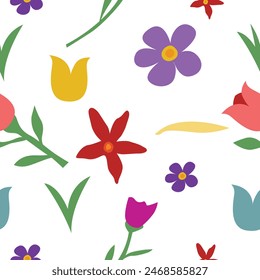 Vector seamless patterns with flowers. Modern abstract design for paper, covering, fabric, interior decoration and other users
