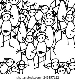 Vector seamless patterns with funny people-1