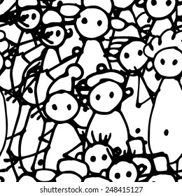 Vector seamless patterns with funny people-4