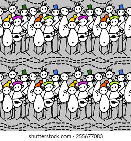 Vector seamless patterns with funny people-4