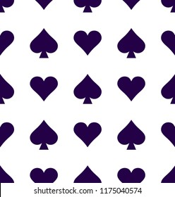 Vector seamless patterns with icons of playings cards. Spades