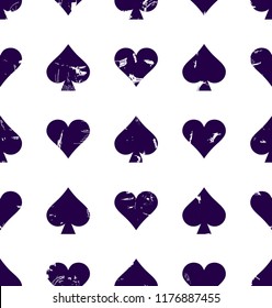 Vector seamless patterns with icons of playings cards. Spades. Casino game background,