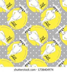 Vector seamless patterns with illustration of pretty cow. Print on T-shirts, bags  and and other fashion products. 