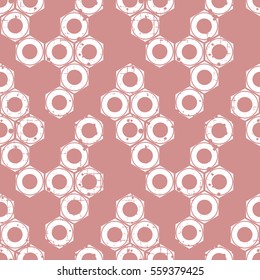 Vector seamless patterns with mechanism of screw nuts. Creative geometric grunge backgrounds. Texture with cracks, ambrosia, scratches, attrition. Graphic illustration..