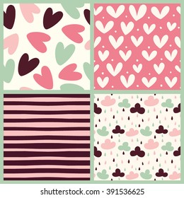 Vector seamless patterns. Modern stylish texture. Cute and colorful background.