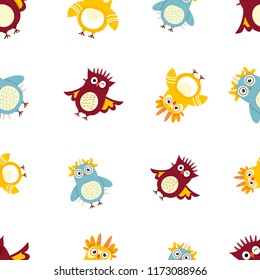 vector seamless patterns with owls