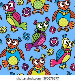 Vector seamless patterns with owls 4