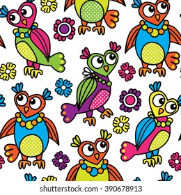 Vector seamless patterns with owls 5