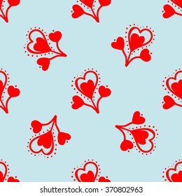 Vector seamless patterns. Red color. Endless texture can be used for printing onto fabric and paper or 
scrap booking. Valentines day background for invitation.